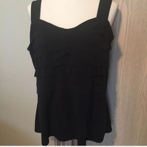 Lane Bryant Black Layered Front Ruffle Effect Tank